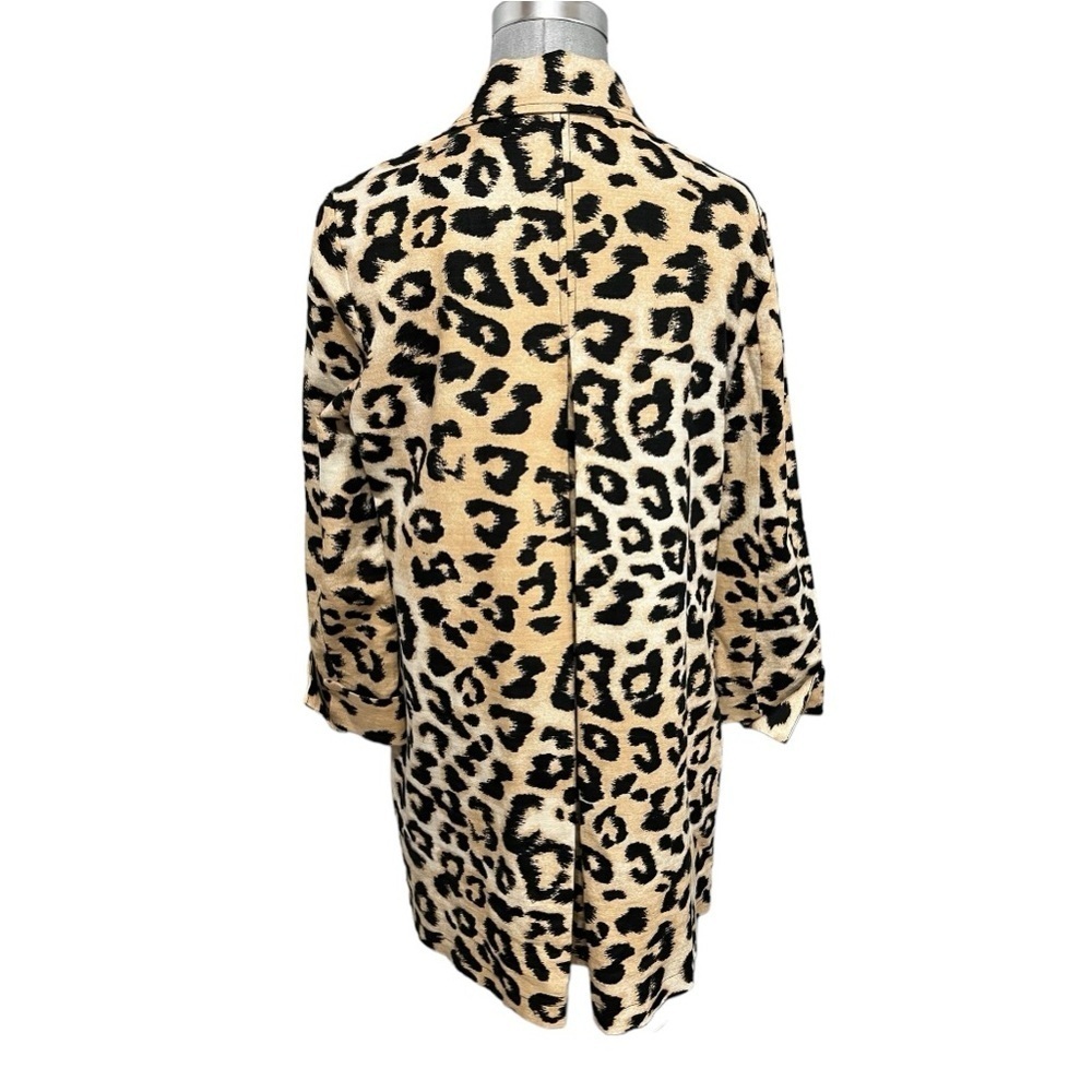 Chico’s 3/4 Sleeve Leopard Print Linen Blend Jacket Pockets Size  1 (8/10) - Picture 2 of 8
